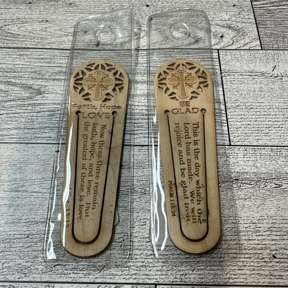 Wood Carved Bookmark By P.‎ Graham Dunn 44618 (Set Of 2) Religious Scripture